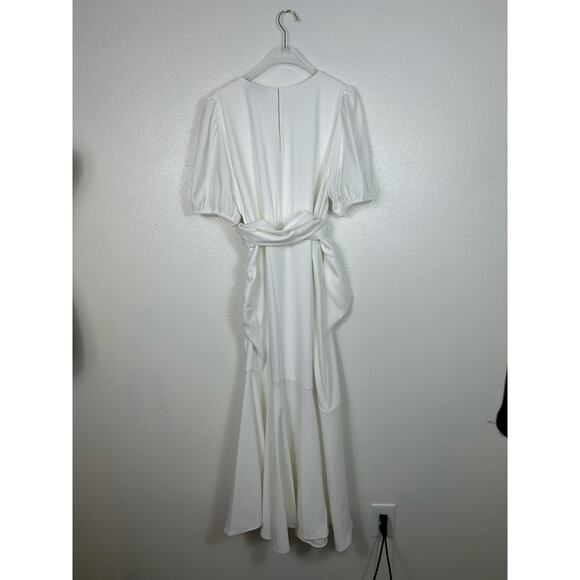 Sachin + Babi Camilla Belted Peplum Stretch Crepe Dress White Sz 16W - Picture 8 of 8
